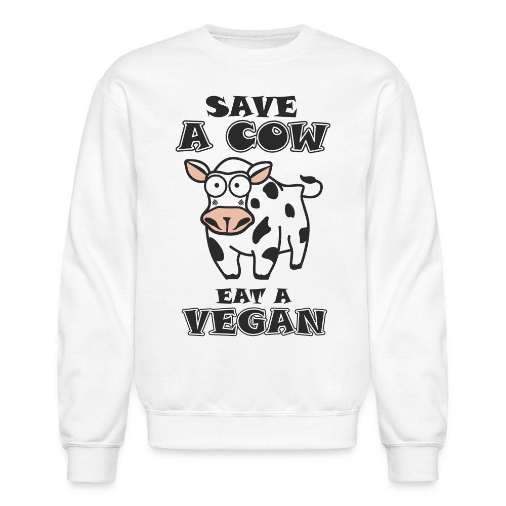 Save A Cow Eat A Vegan Sweatshirt - white