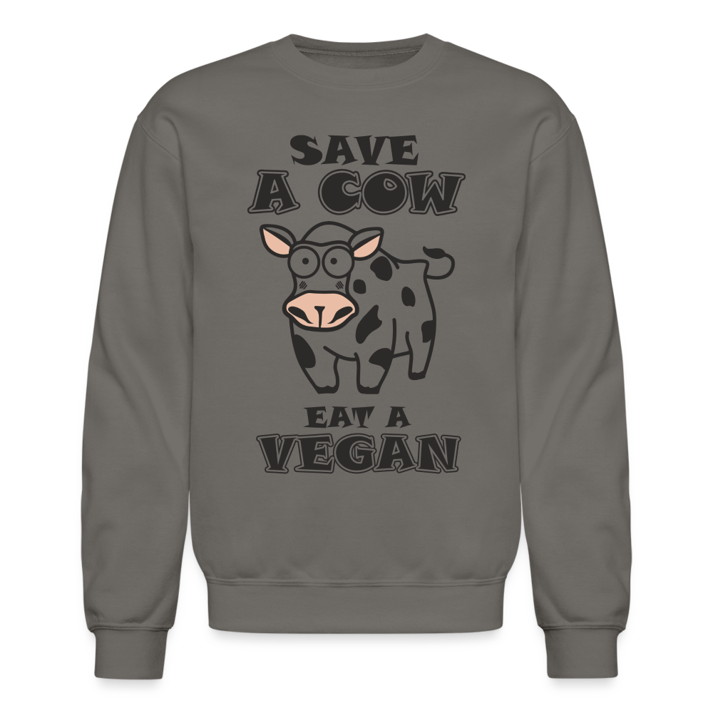 Save A Cow Eat A Vegan Sweatshirt - asphalt gray