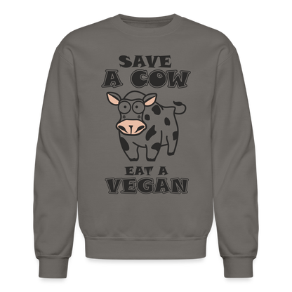 Save A Cow Eat A Vegan Sweatshirt - asphalt gray