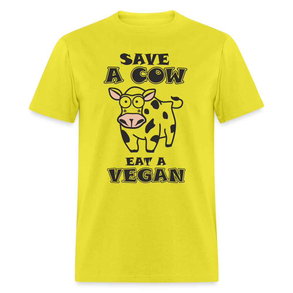 Save A Cow Eat A Vegan T-Shirt - yellow