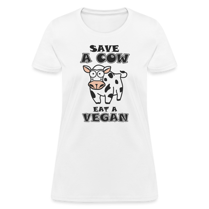 Save A Cow Eat A Vegan Women's T-Shirt - white