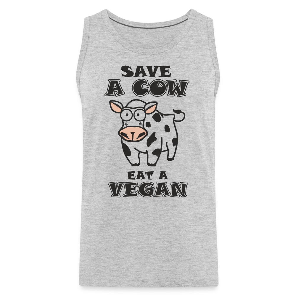 Save A Cow Eat A Vegan Mne's Premium Tank Top - heather gray