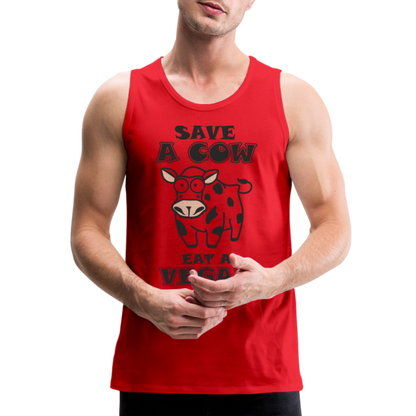 Save A Cow Eat A Vegan Mne's Premium Tank Top - red