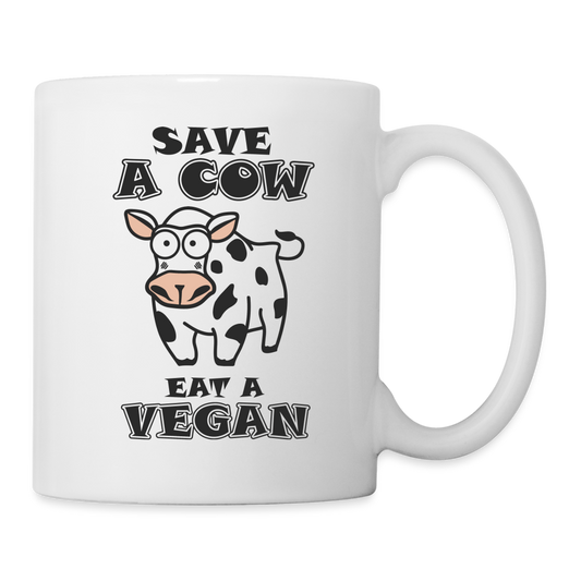 Save A Cow Eat A Vegan Coffee Mug - white