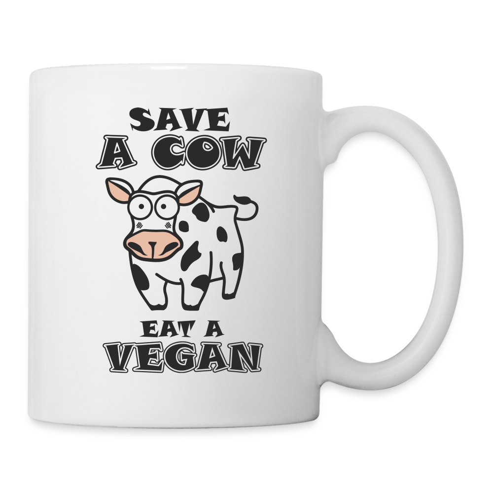 Save A Cow Eat A Vegan Coffee Mug - white