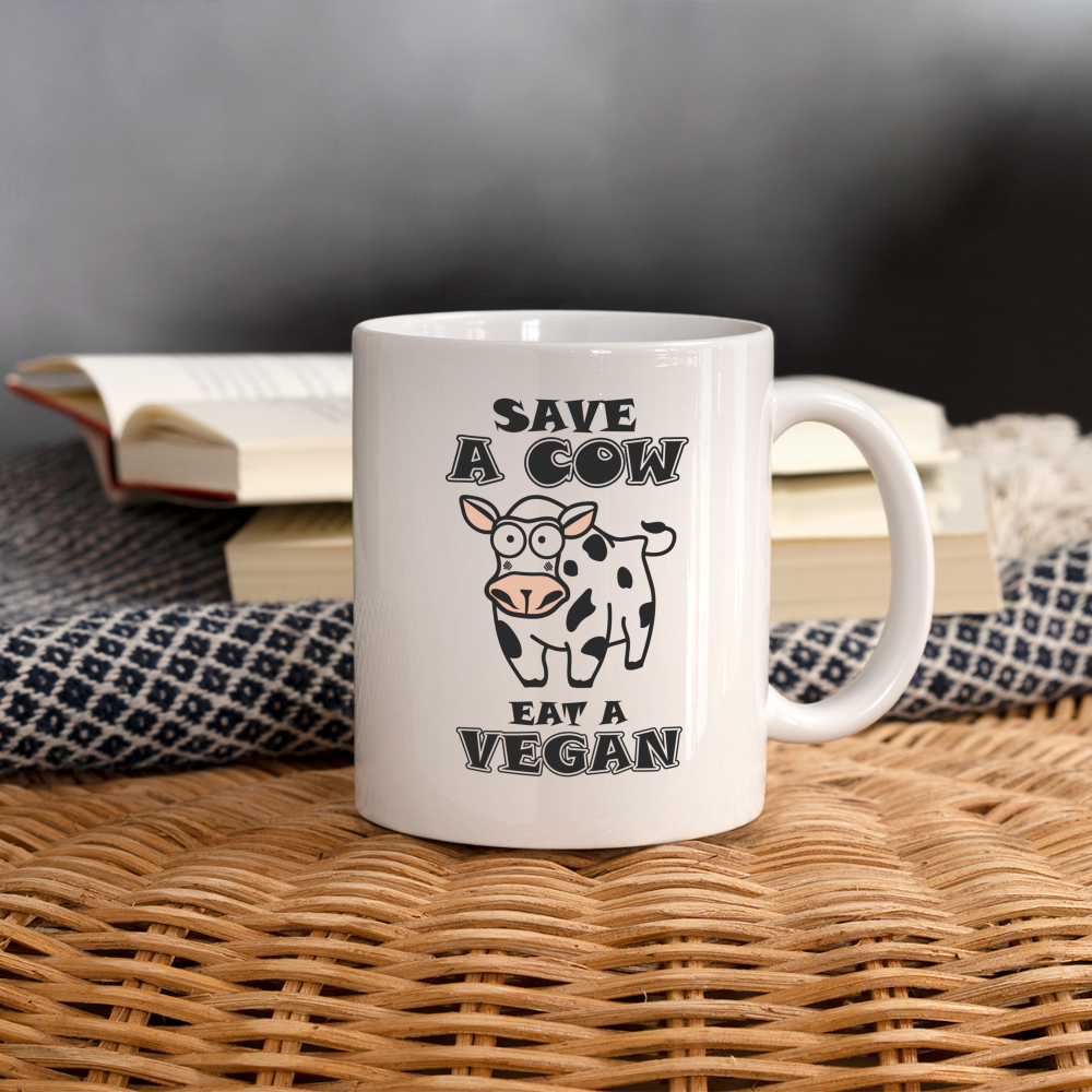 Save A Cow Eat A Vegan Coffee Mug - white