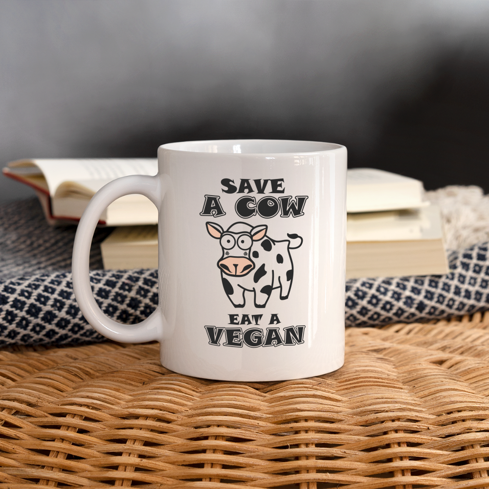 Save A Cow Eat A Vegan Coffee Mug - white