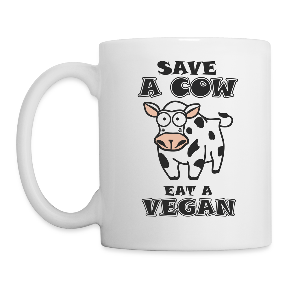 Save A Cow Eat A Vegan Coffee Mug - white