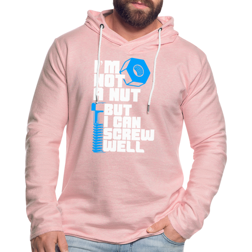 I'm Not A Nut But I Can Screw Well Lightweight Terry Hoodie - cream heather pink