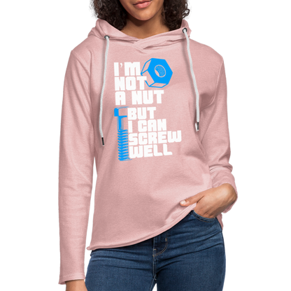 I'm Not A Nut But I Can Screw Well Lightweight Terry Hoodie - cream heather pink