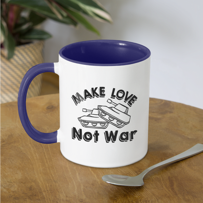 Make Love Not War Coffee Mug - white/cobalt blue