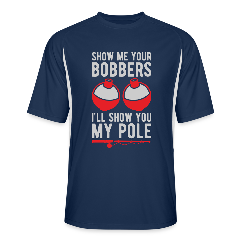 Show Me Your Bobbers I'll Show You My Pole Cooling Performance Jersey Shirt - navy/white