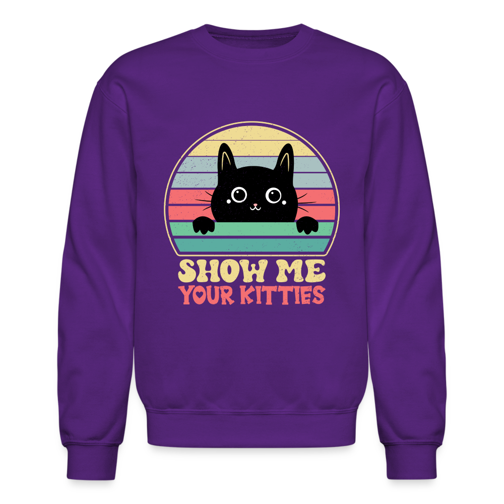 Show Me Your Kitties Sweatshirt - purple