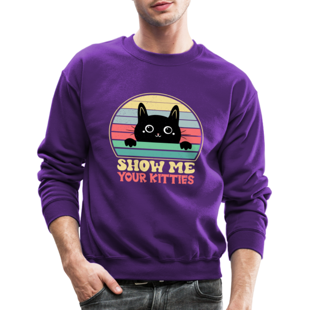 Show Me Your Kitties Sweatshirt - purple