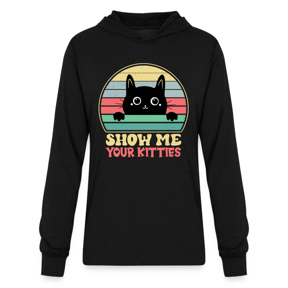 Show Me Your Kitties Long Sleeve Hoodie Shirt - black