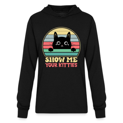 Show Me Your Kitties Long Sleeve Hoodie Shirt - black