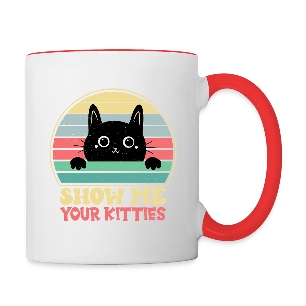 Show Me Your Kitties Coffee Mug - white/red