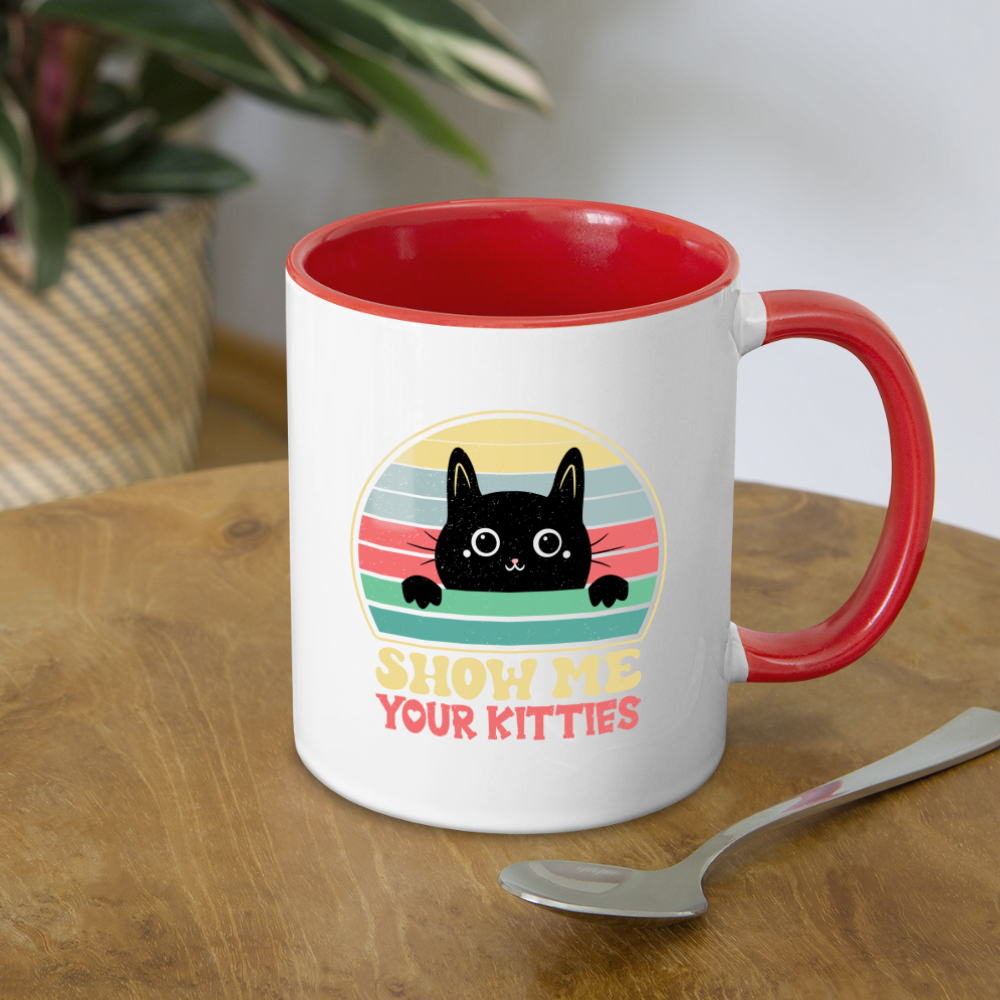 Show Me Your Kitties Coffee Mug - white/red