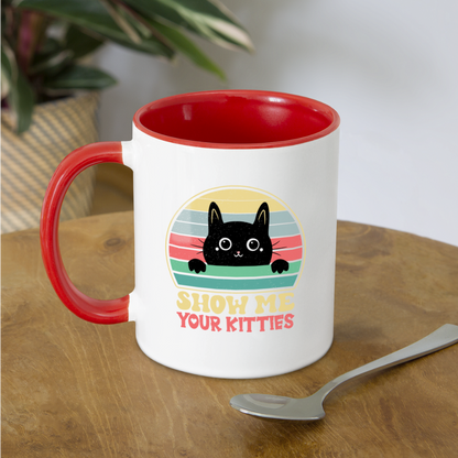 Show Me Your Kitties Coffee Mug - white/red