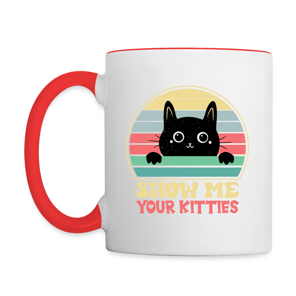 Show Me Your Kitties Coffee Mug - white/red