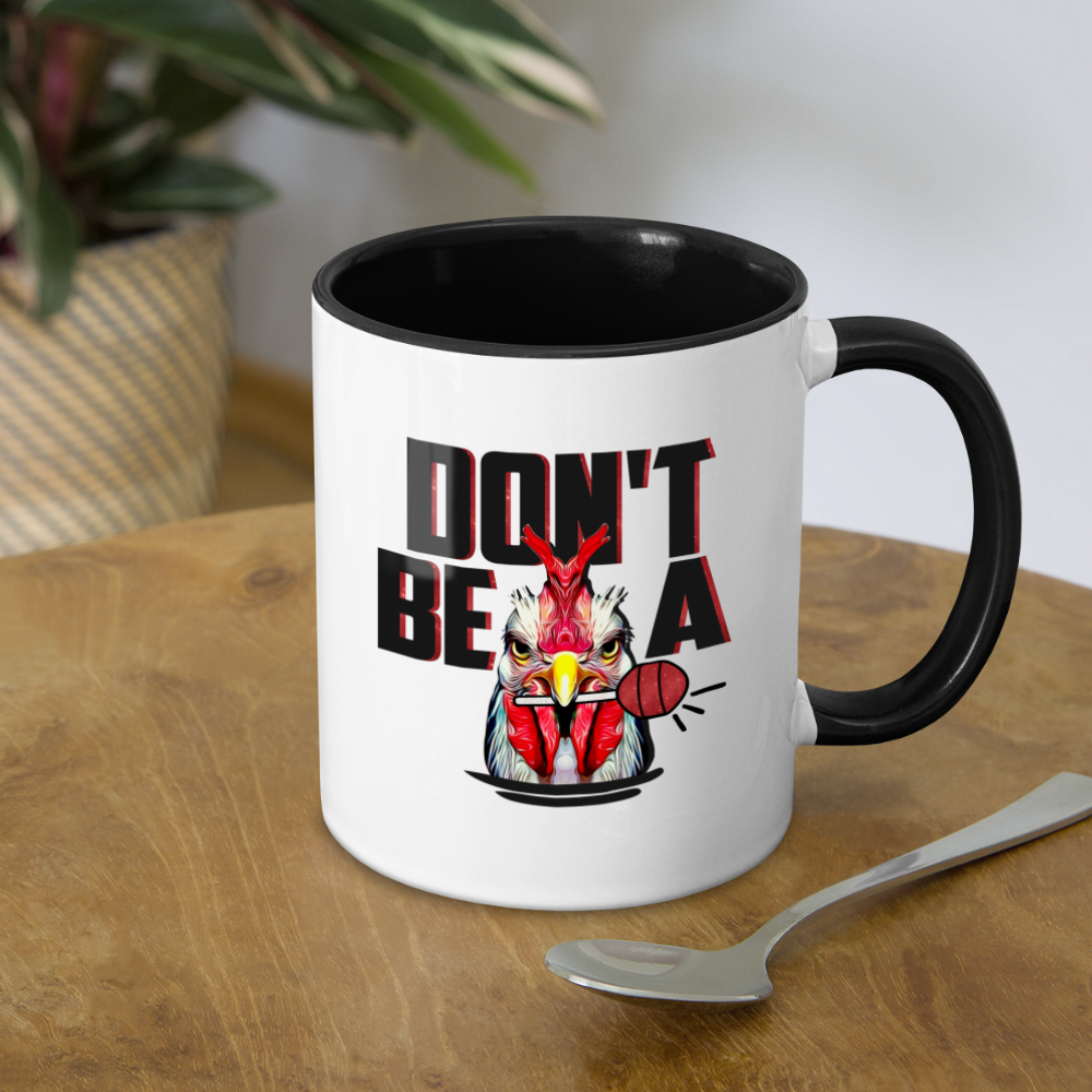 Don't Be A Cock Sucker Coffee Mug (Rooster + Lollipop) - white/black