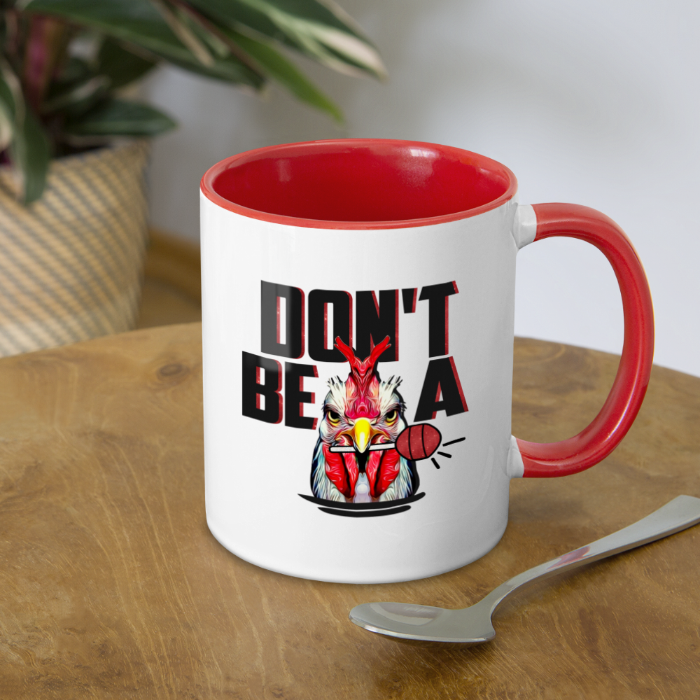 Don't Be A Cock Sucker Coffee Mug (Rooster + Lollipop) - white/red