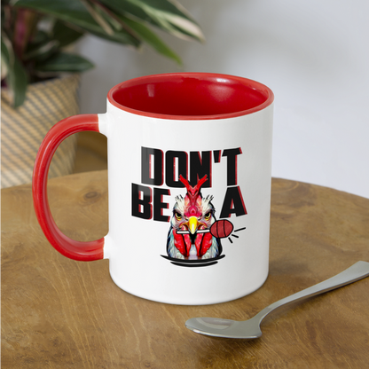 Don't Be A Cock Sucker Coffee Mug (Rooster + Lollipop) - white/red