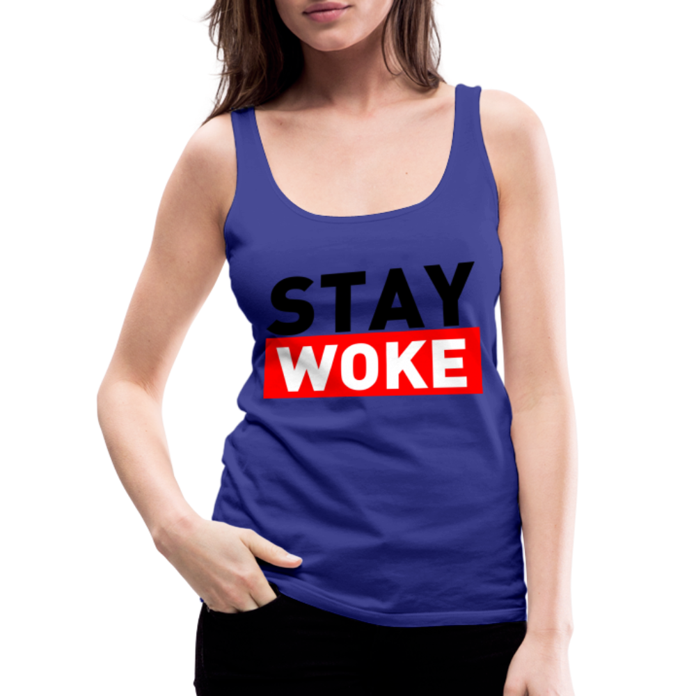 Stay Woke Women’s Premium Tank Top Color: royal blue
