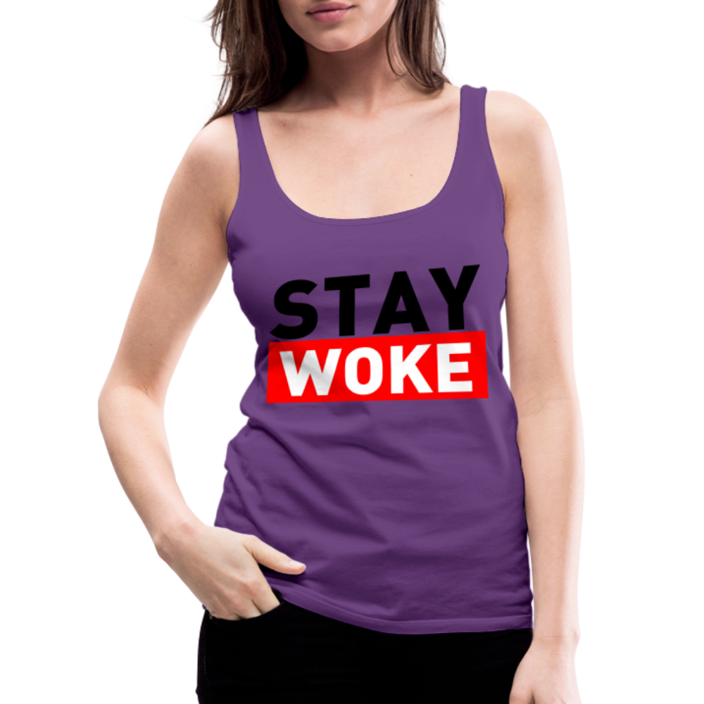 Stay Woke Women’s Premium Tank Top Color: purple