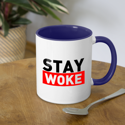 Stay Woke Coffee Mug - white/cobalt blue