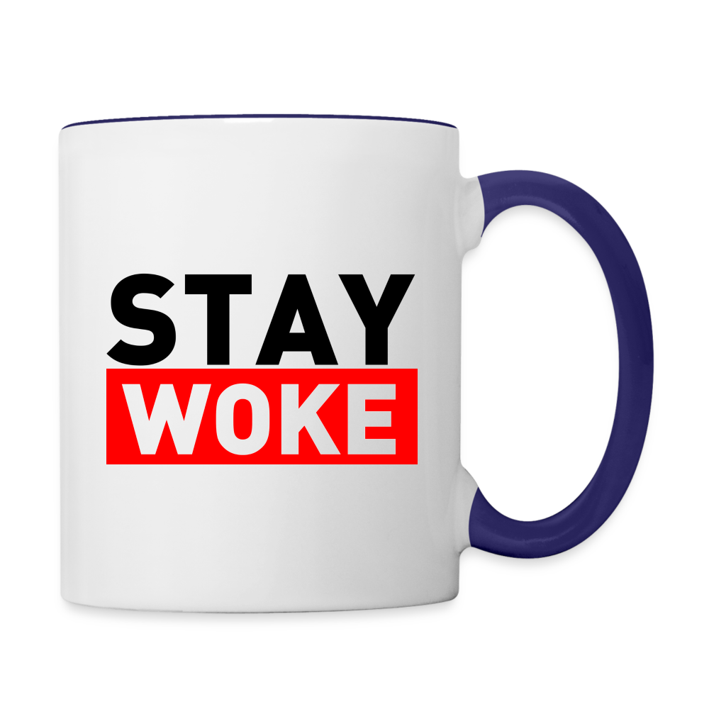 Stay Woke Coffee Mug - white/cobalt blue