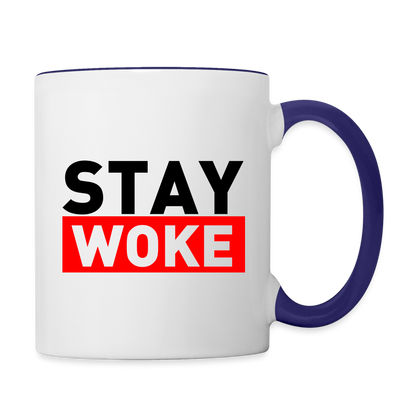 Stay Woke Coffee Mug - white/cobalt blue