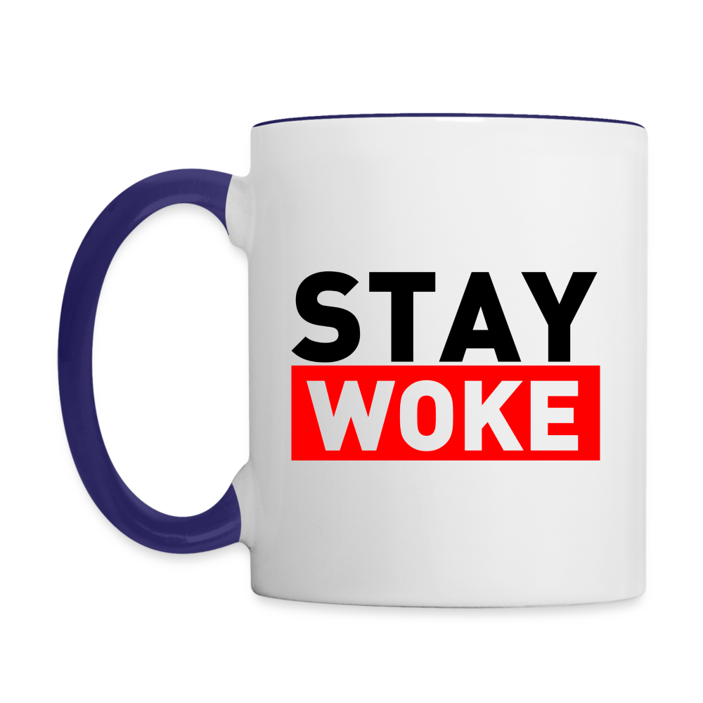 Stay Woke Coffee Mug - white/cobalt blue