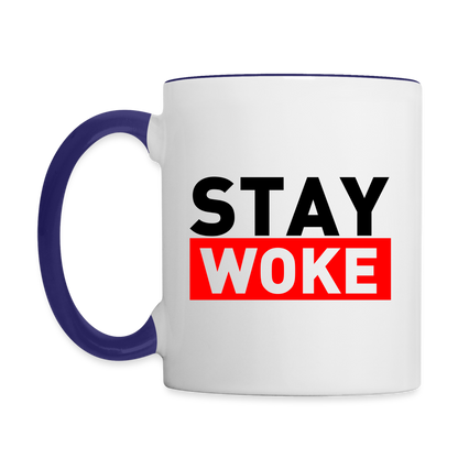 Stay Woke Coffee Mug - white/cobalt blue