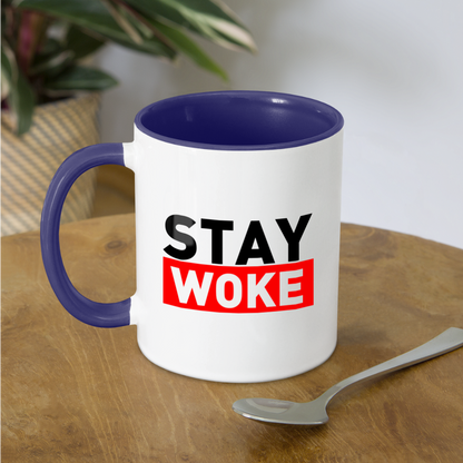 Stay Woke Coffee Mug - white/cobalt blue