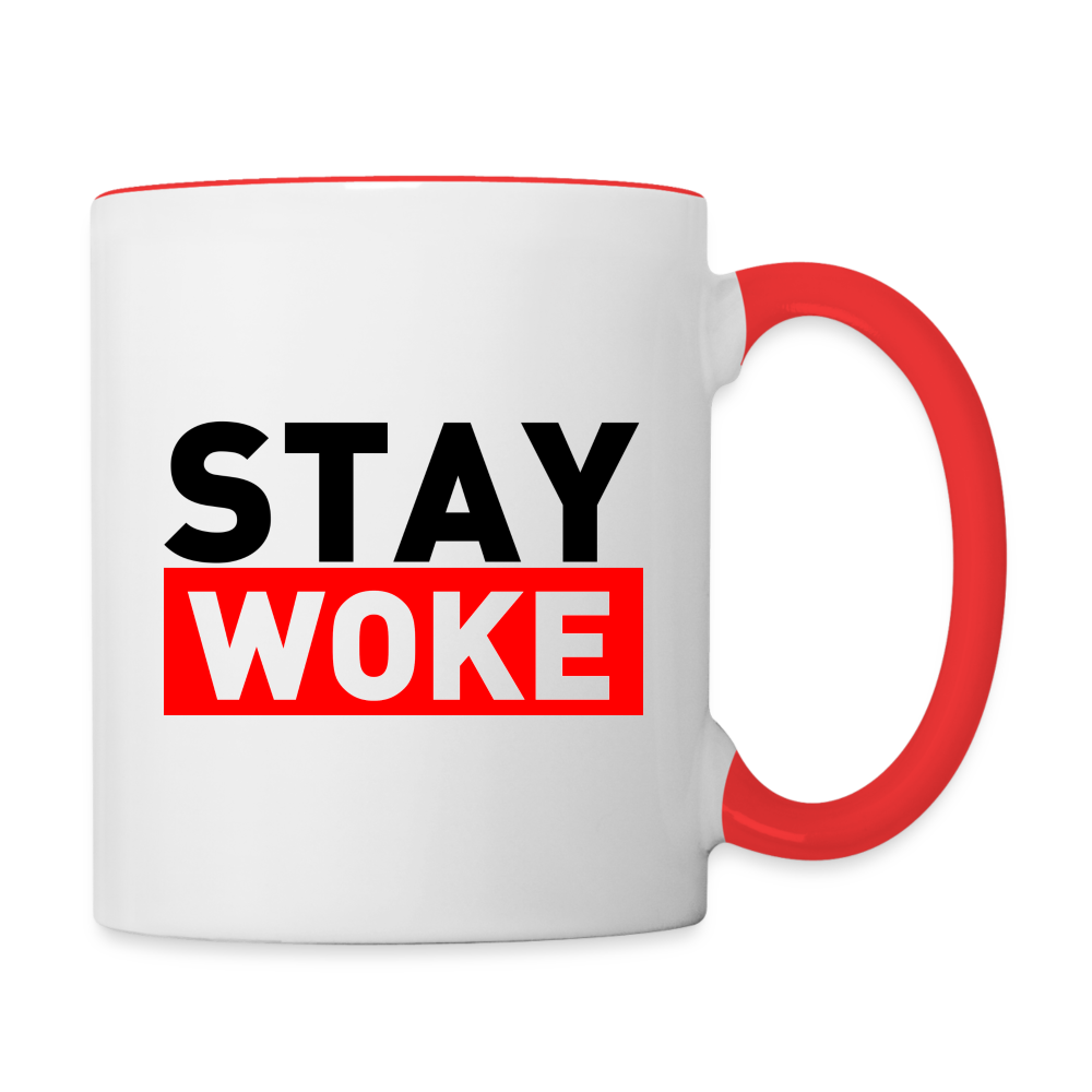 Stay Woke Coffee Mug - white/red