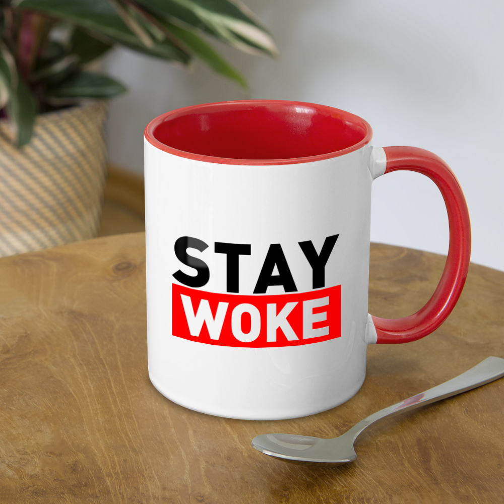 Stay Woke Coffee Mug - white/red