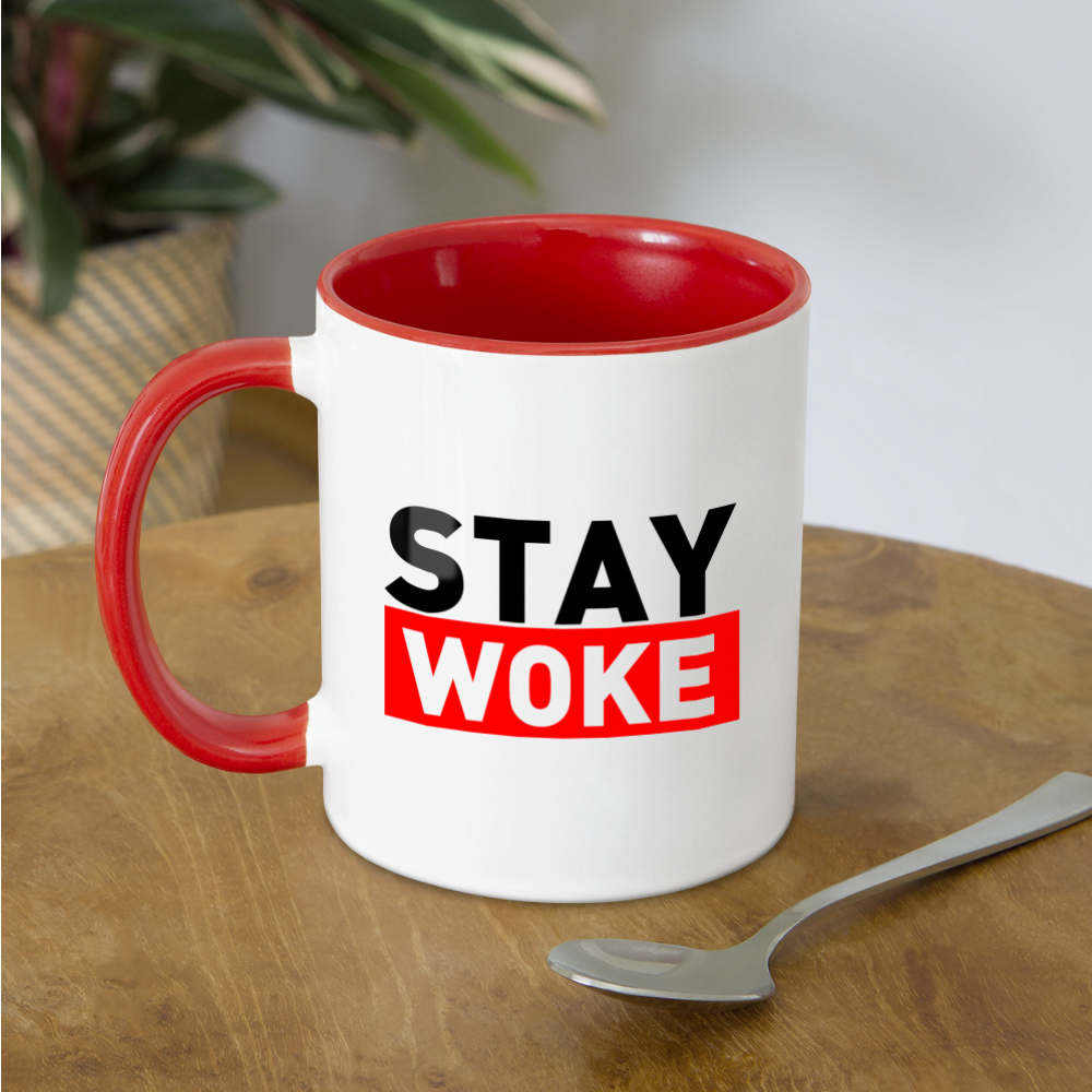 Stay Woke Coffee Mug - white/red