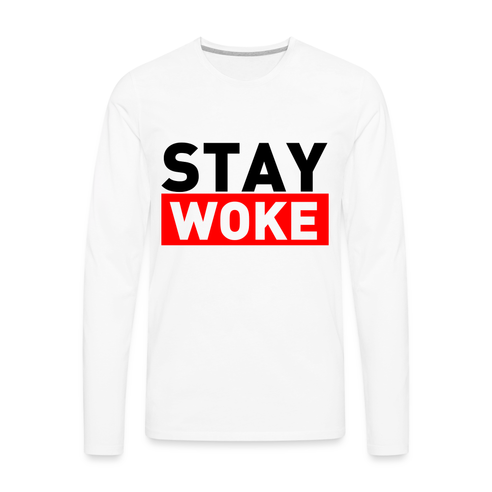 Stay Woke Men's Premium Long Sleeve T-Shirt - white