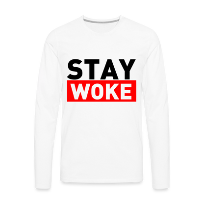 Stay Woke Men's Premium Long Sleeve T-Shirt - white