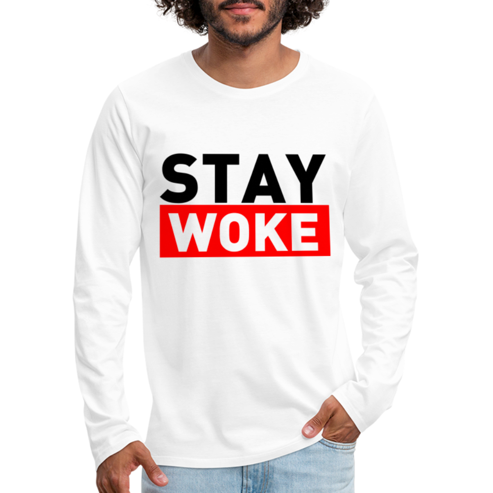 Stay Woke Men's Premium Long Sleeve T-Shirt - white