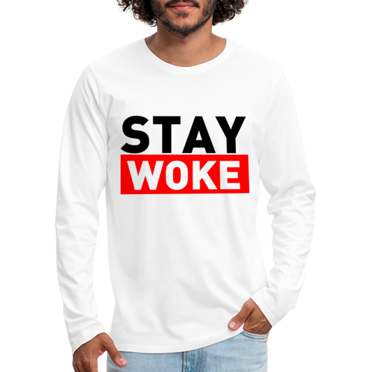 Stay Woke Men's Premium Long Sleeve T-Shirt - white