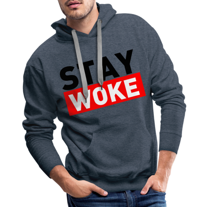 Stay Woke Men’s Premium Hoodie - heather denim
