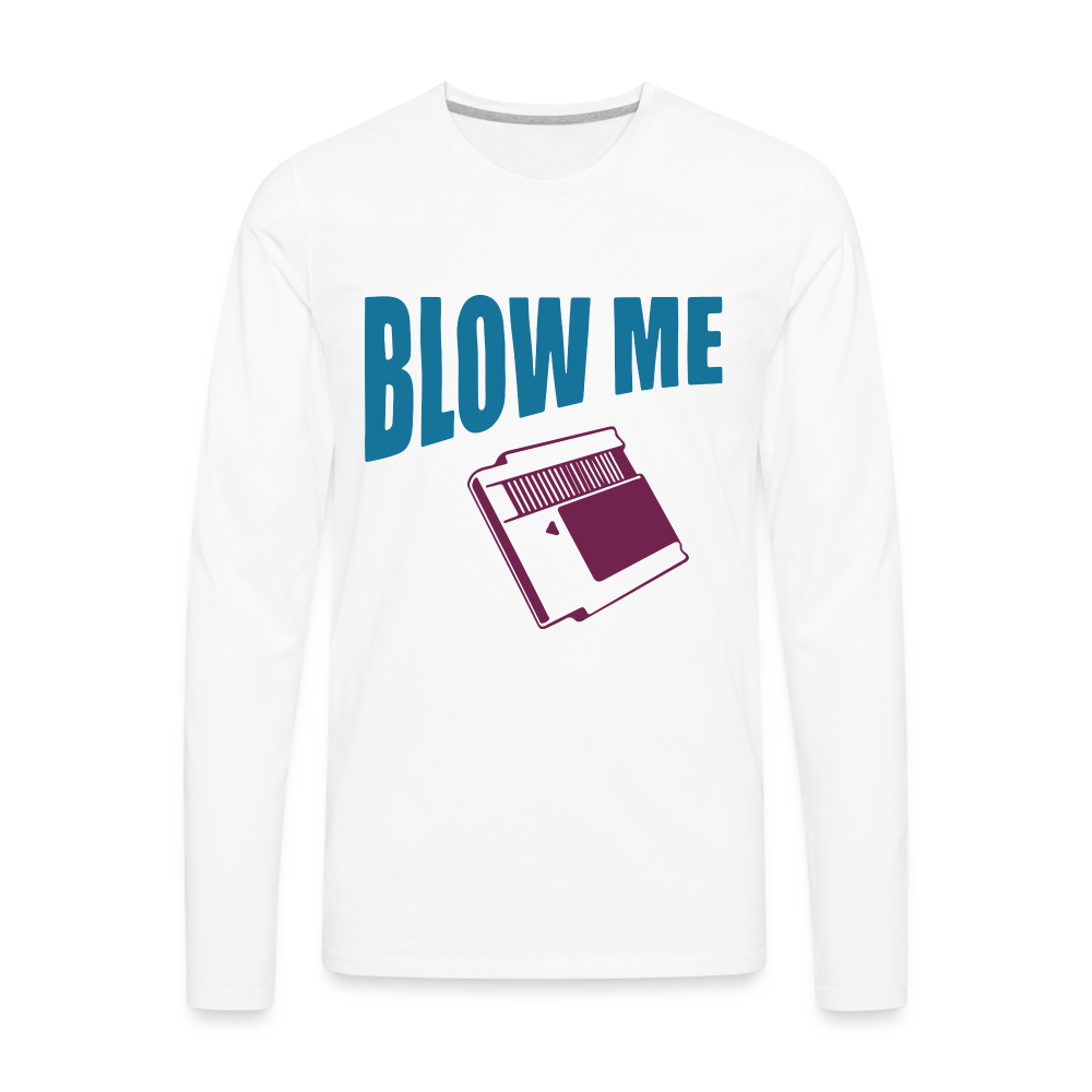 Blow Me Men's Premium Long Sleeve T-Shirt (Vintage Cassette) - white