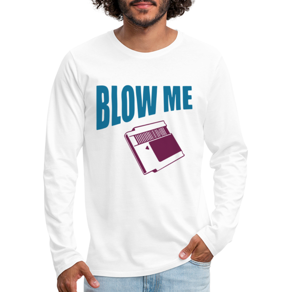 Blow Me Men's Premium Long Sleeve T-Shirt (Vintage Cassette) - white