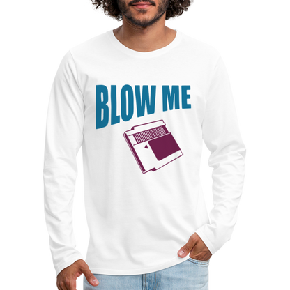 Blow Me Men's Premium Long Sleeve T-Shirt (Vintage Cassette) - white