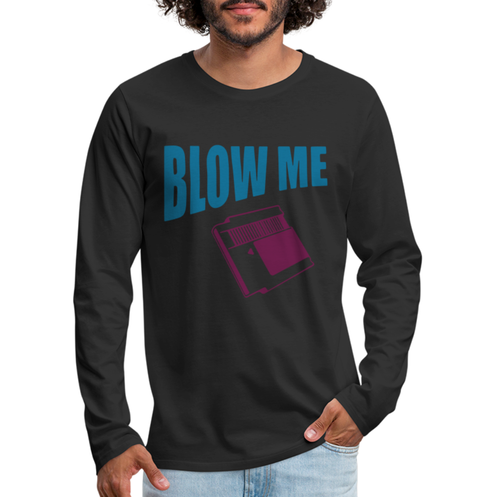 Blow Me Men's Premium Long Sleeve T-Shirt (Vintage Cassette) - black