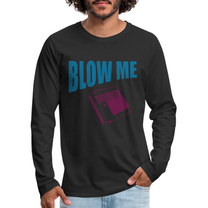 Blow Me Men's Premium Long Sleeve T-Shirt (Vintage Cassette) - black