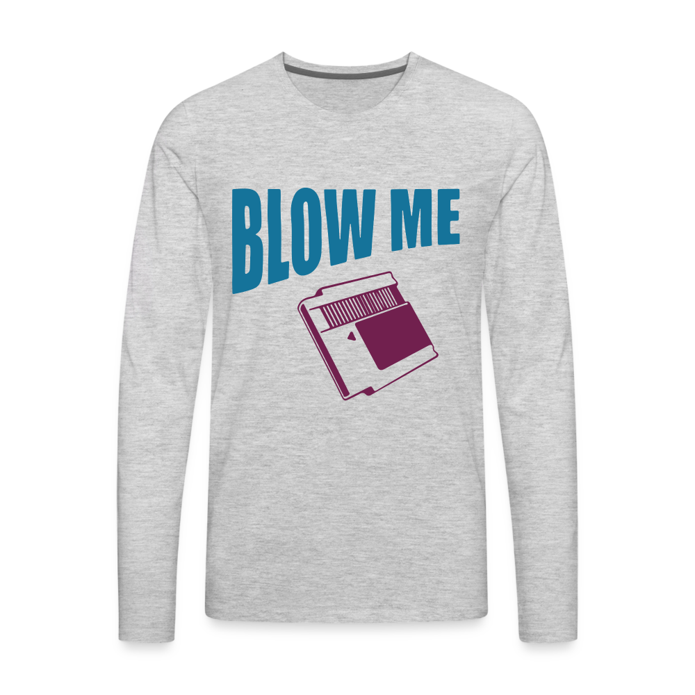Blow Me Men's Premium Long Sleeve T-Shirt (Vintage Cassette) - heather gray