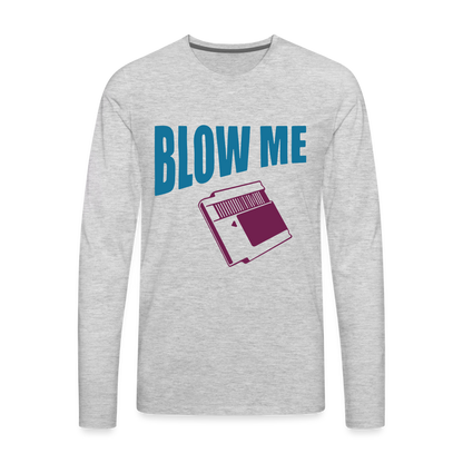 Blow Me Men's Premium Long Sleeve T-Shirt (Vintage Cassette) - heather gray